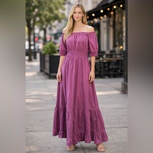 Elegant Purple Off-Shoulder Maxi Dress